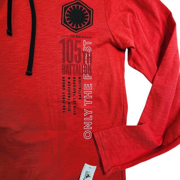 Star Wars First Order Red & Black Hooded Long Sleeve Shirt, Men's Medium NWT - Picture 6 of 11